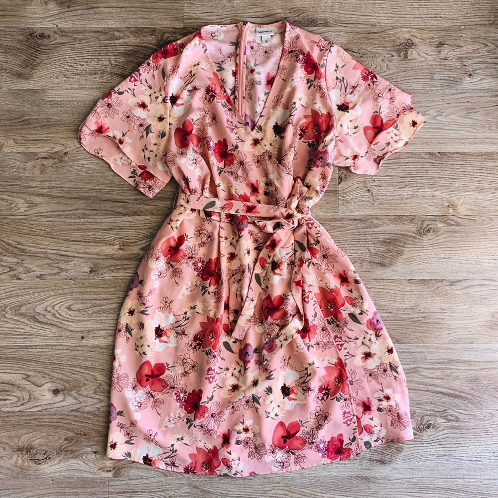 Floral Faux Wrap Dress